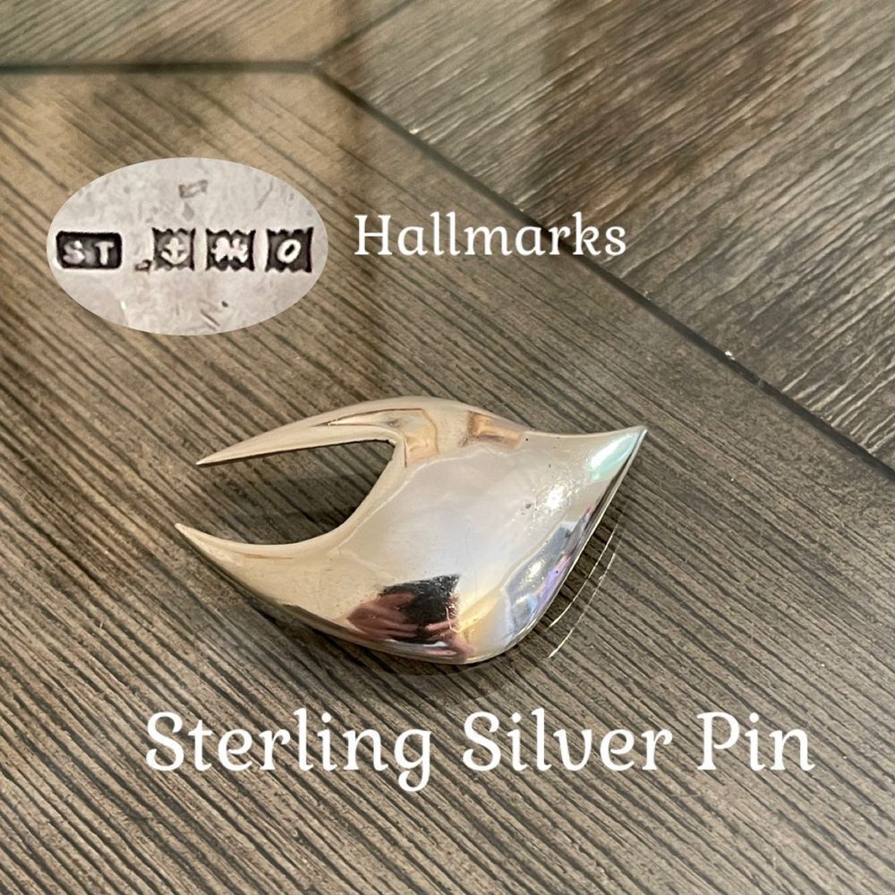 Vintage Sterling Silver Abstract Soaring Bird Pin - Brooch Sleek Modern Design
